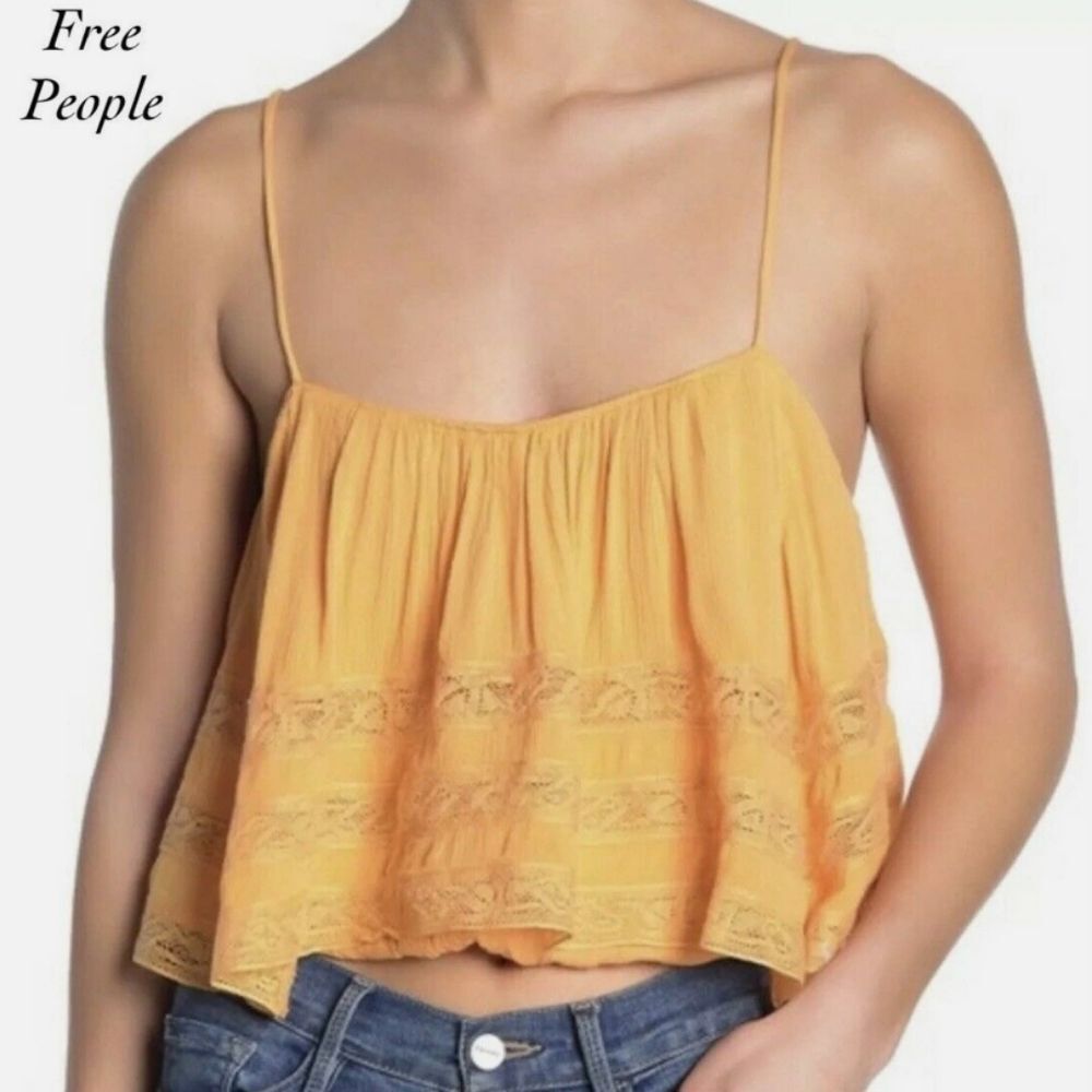 Free People Small Home Again Crop Tank Top‎ Camisole Orange | Size M